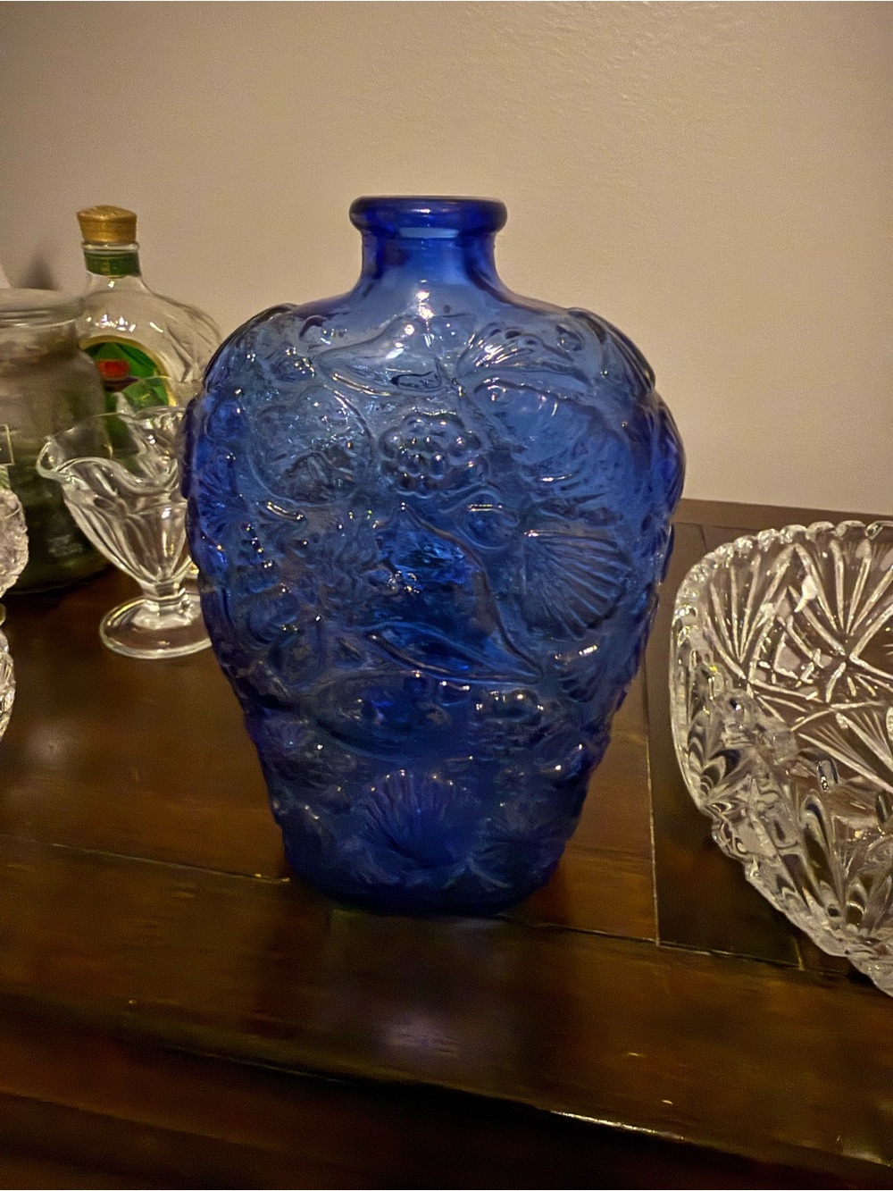 Cobalt Blue Seashell Bottle